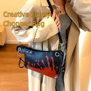 Halloween Bloody Knife Clutch / Crossbody Purse Black